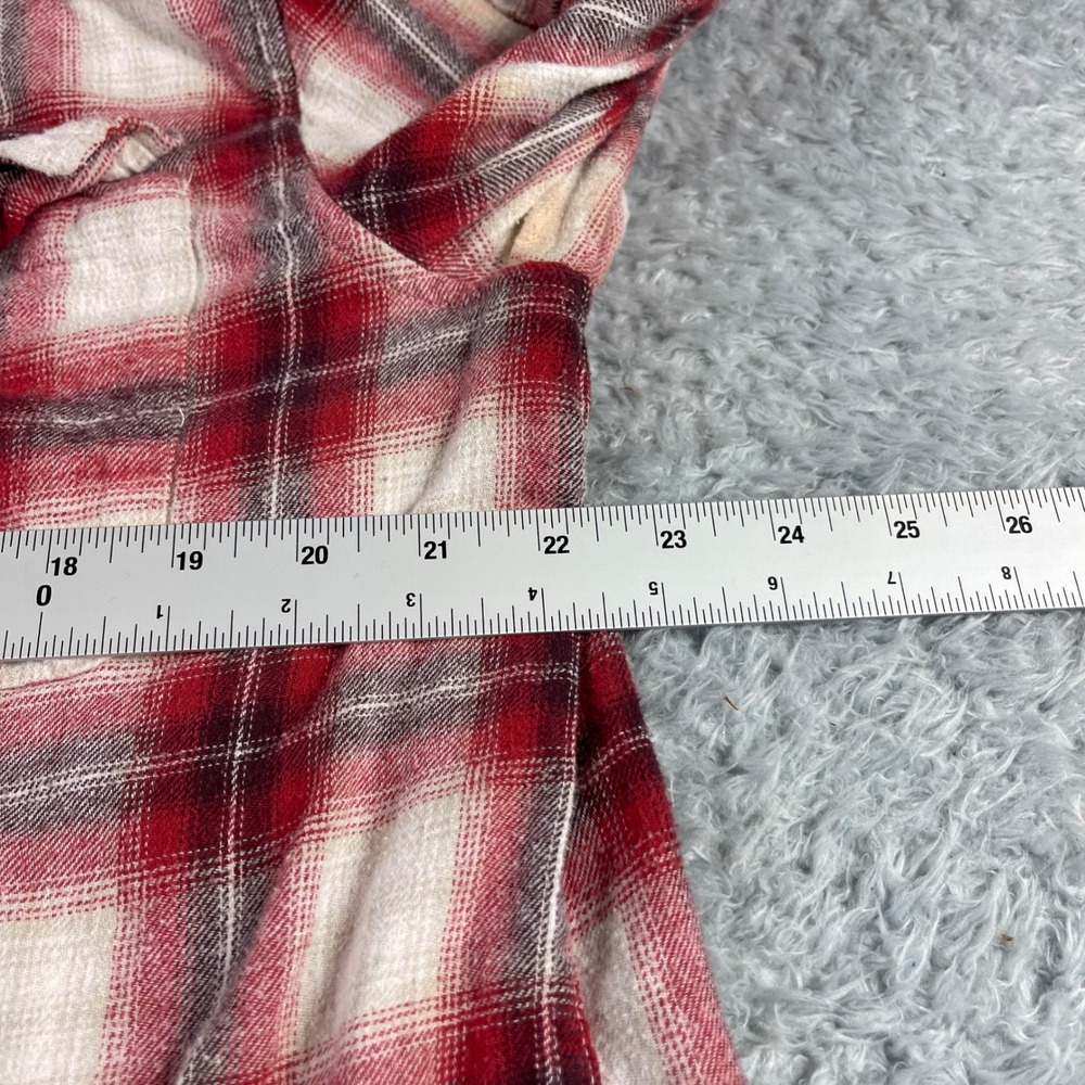 Lucky Brand Mens XL Classic Fit Red White Plaid Flannel Button Down Shirt Cotton - Picture 4 of 9